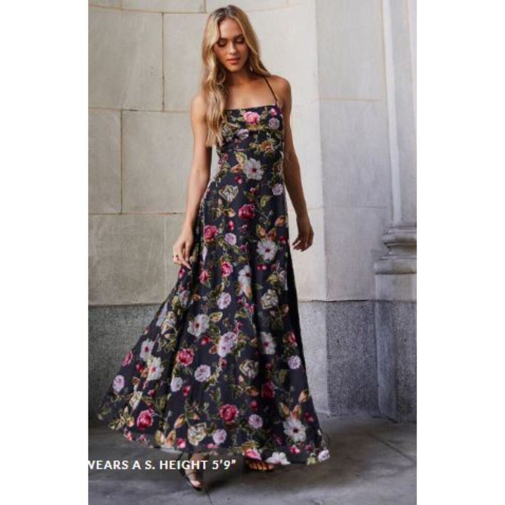 Olia Adjustable Strap Velvet Floral Burnout Whimsigoth Fairy Maxi Dress Size M